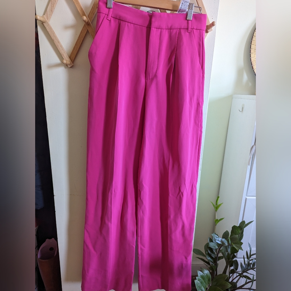 Zara high waist pink wide leg pants